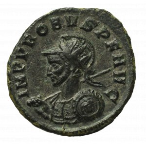 Cesarstwo Rzymskie, Probus, Antoninian Siscia - rzadkość tarcza typu parma z Meduzą