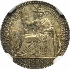 Indochiny francuskie, 10 Centów 1899 - NGC MS63+