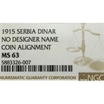 Serbia, 1 Dinar 1915 bez podpisu - NGC MS63