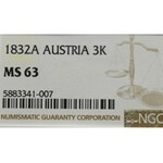Austria, 3 kreuzer 1832, Wien - NGC MS63