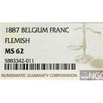 Belgia, 1 frank 1887 - NGC MS62