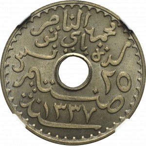 Tunisia, 25 centimes1918 ESSAI - NGC MS65