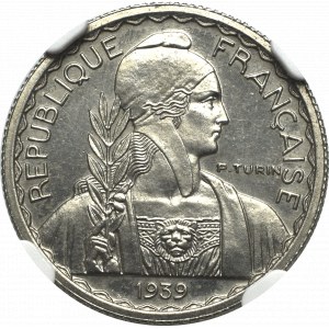 Indochiny francuskie, 10 Centów 1939 Próba - NGC MS65