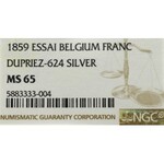Belgia, 1 frank 1859 Essai - NGC MS65