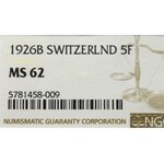 Switzerland, 5 frank 1926 - NGC MS61