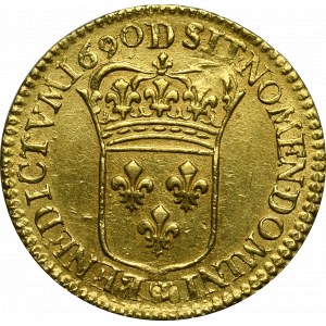 France, Ludvik XIV, louis d’or 1690, Lyon