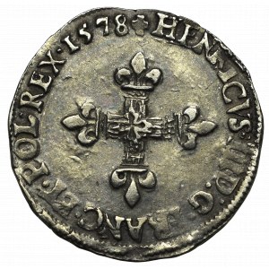 Poland/France, Henri III, 1/4 ecu 1578, Rennes