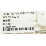 Bolesław IV Kędzierzawy, Denar, Kraków - relikwiarz - NGC MS63