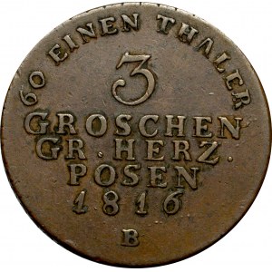 Grand Duchy of Posen, 3 groschen 1816, Breslau