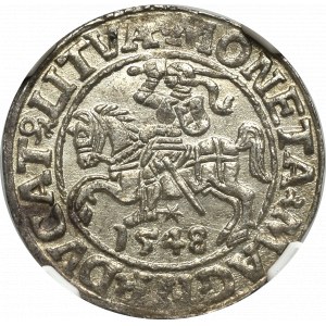 Sigismund II Augustus, Halfgroat 1548, Vilnius - LI/LITVA NGC MS63