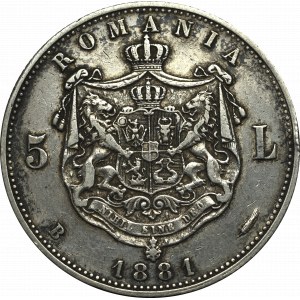 Romania, Carol I, 5 Lei 1881