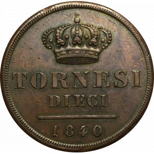 Italy, Ferdinand II, 10 tornesi 1840