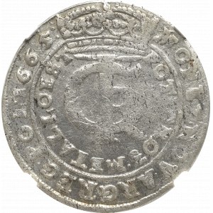 Jan II Kazimierz, Tymf 1665, Bydgoszcz - podwójna data - NGC AU53