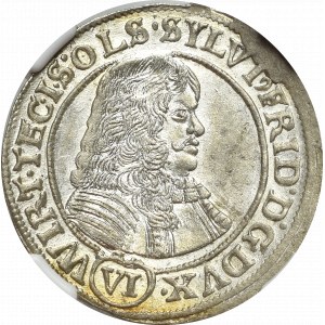 Schlesien, Duchy of Oels, Silvius Friedrich, 6 kreuzer 1674 - NGC MS63+