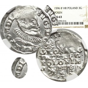 Zygmunt III Waza, Trojak 1596, Poznań - nieopisany NGC MS63