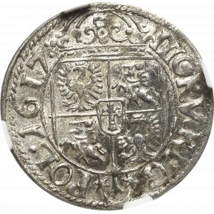 Zygmunt III Waza, 3 krucierze 1617, Kraków - NGC MS62