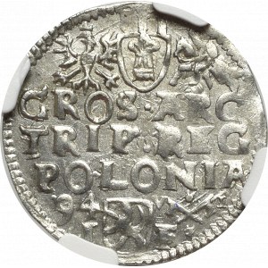 Zygmunt III Waza, Trojak 1594, Poznań - nieopisany - NGC MS63