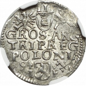 Zygmunt III Waza, Trojak 1594, Poznań - wydłużona twarz - NGC MS63