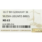 Schlesien, Duchy of Liegnitz-Brieg, 3 kreuzer 1617 - NGC MS63