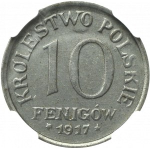 Królestwo Polskie, 10 fenigów 1917 - NGC MS65
