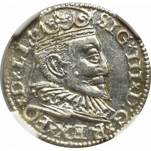 Zygmunt III Waza, Trojak 1596, Ryga - nieopisany NGC MS63