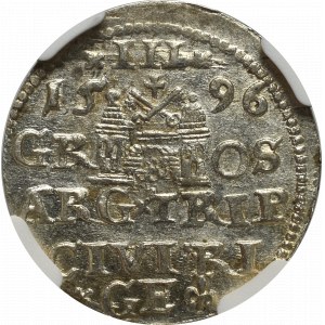 Sigismund III, 3 groschen 1596, Riga - NGC MS63