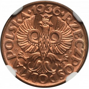 II Rzeczpospolita, 2 grosze 1936 - NGC MS67 RD