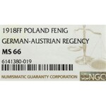 Kingdom of Poland, 1 fenig 1918 - NGC MS66
