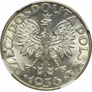 II Rzeczpospolita, 2 złote 1936 Żaglowiec - NGC MS65