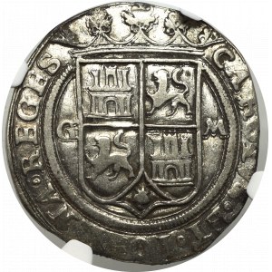 Meksyk, Karol I (1542-1555), 4 reale GM - NGC AU53