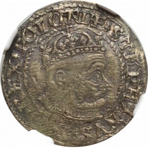 Stefan Batory, Grosz 1580, Olkusz - ryba - NGC XF - RZADKOŚĆ!