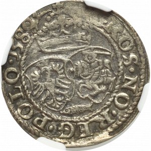 Stefan Batory, Grosz 1580, Olkusz - ryba - NGC XF - RZADKOŚĆ!