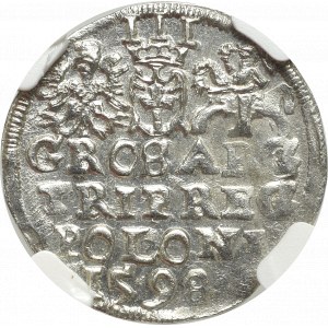 Sigismund III Vasa, 3 groschen 1598, Lublin - NGC MS64