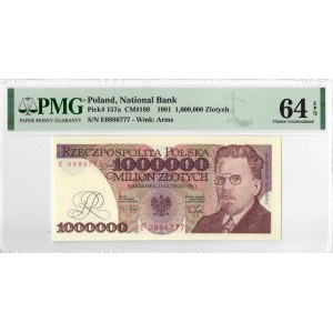 III RP, 1 mln złotych 1991 E - PMG 64EPQ