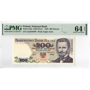 PRL, 200 złotych 1976 AA RZADKI - PMG 64EPQ