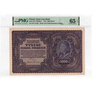 II RP, 1000 marek polskich 1919 I SERJA B - PMG 65EPQ