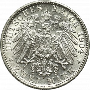 Niemcy, Wirtembergia, Wilhelm II, 2 marki 1904 F, Stuttgart