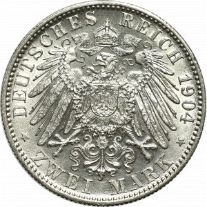 Germany, Wuertemberg, Wilhelm II, 2 mark 1904, Stuttgart