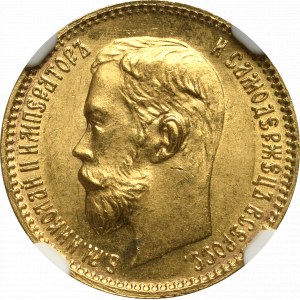 Russia, Nikolai II, 5 ruble 1902 AP - NGC MS65