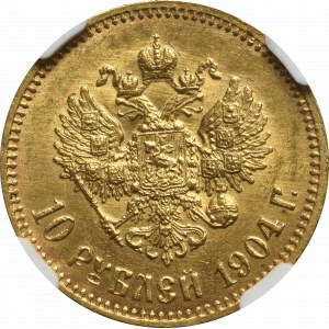 Rosja, Mikołaj II, 10 rubli 1904 AP - NGC MS64