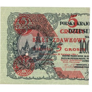 II RP, 5 groszy 1924 - lewa połówka