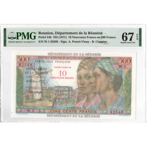 Francja, wyspa Reunion, 500 franków 1971 - PMG 67EPQ