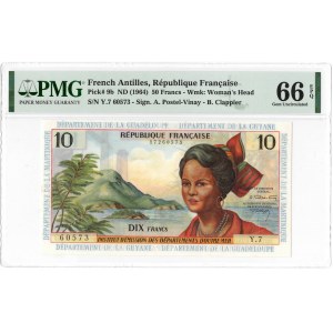 Francja, Antyle Francuskie, 10 Franków 1964 - PMG 66EPQ