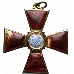 Rosja, Krzyż Orderu św. Anny 3 klasy - złoto prod. 1910-1917