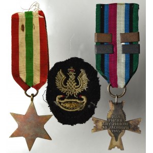 PSZnZ, Zestaw Krzyż Czynu z okuciami Monte Cassino Ankona, Italy Star i orzeł