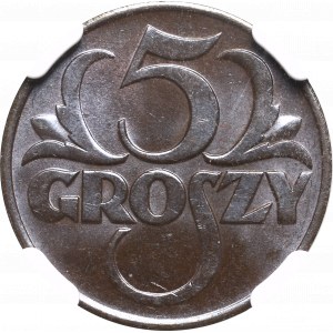 II Rzeczpospolita, 5 groszy 1938 - NGC MS65 BN
