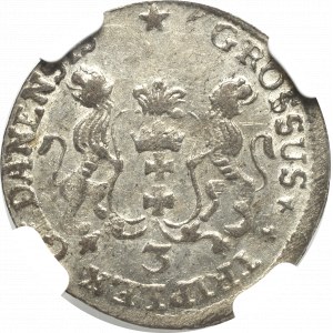 Saxony, Friedrich August II, 3 groschen 1758, Danzig - NGC MS62
