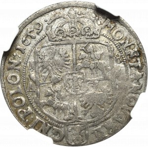 Jan II Kazimierz, Ort 1659, Poznań - herb Ślepowron - NGC XF - RZADKOŚĆ!