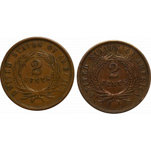 USA, Set 2 cents 1864 - Rare inverted