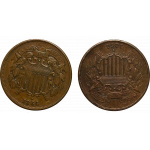 USA, Zestaw 2 centy 1864 - rzadka odwrotka !
